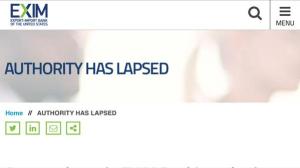 ex-im authority has lapsed